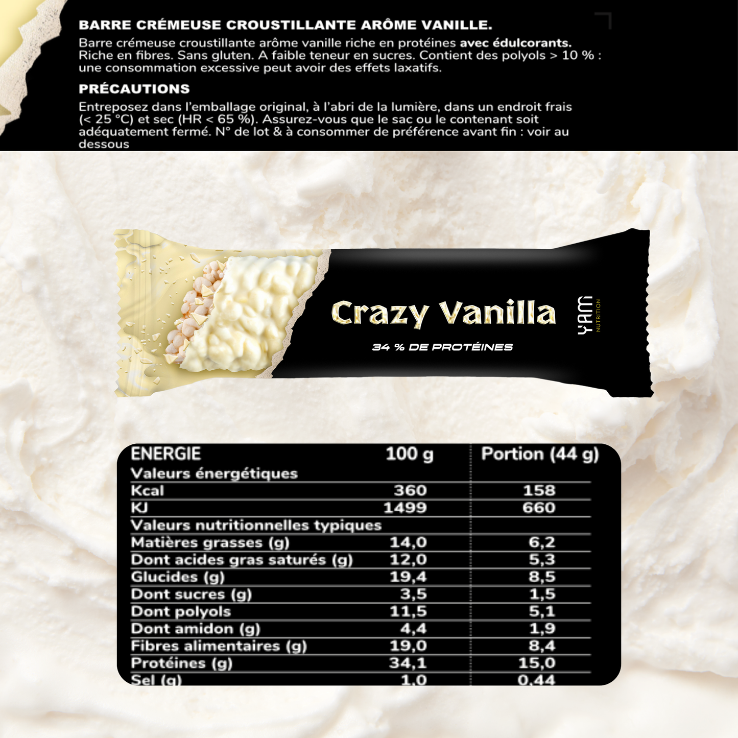 Barres Protéinées Crazy 44g Yam Nutrition