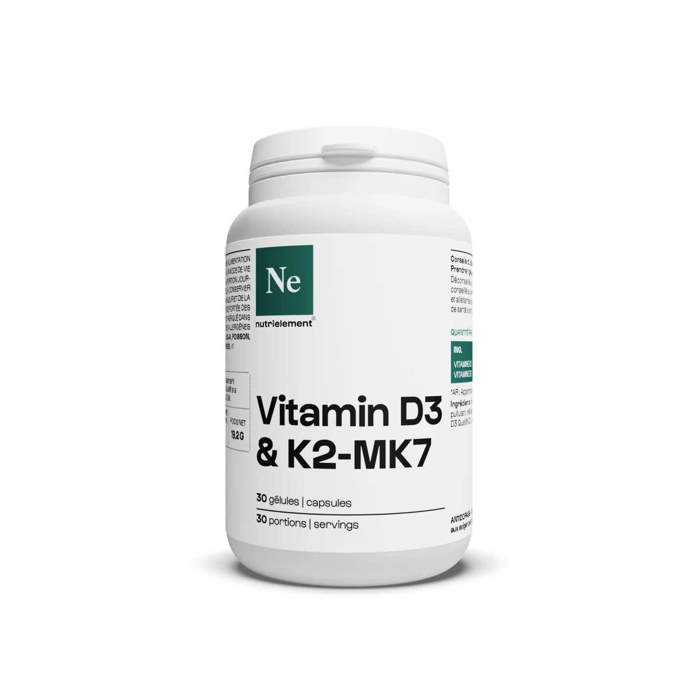 Vitamine D3 + K2MK7 30 capsules Nutrimuscle
